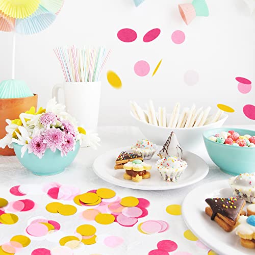 Image of VCOSTORE 1 Inch Tissue Paper Confetti Circles,1.76oz Round Paper Table Confetti Circle Dots, Suitable for Birthday Wedding Party Decoration and Baby Shower decorations,Pink and Gold,5000 Pieces