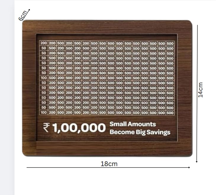 Image of RHT Money Saving Box for Adult and Kids 1 Lakh Wooden Piggy Bank: Premium Money Saving Box for Adults,Girls,and Kids - Saving Box for Women,Men with Number Display - Stylish Kiddy Money Bank (Brown)