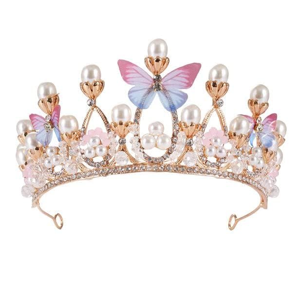 ANNIE Butterfly Crystal Tiara Crown Pearl Princess Costume Crown Headband Flower Pageant Handmade Hair Accessories Cosplay,Birthday,Celebration for Girl Women Birthday,Celebration for Girl Women (B0CTFL3ZN9) Amazon Price History, Amazon Price Tracker