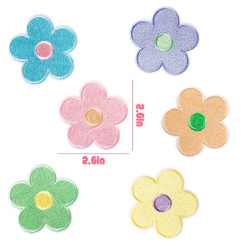 12 Pcs Cute Flowers Iron On Patches Colorful Danish Pastel Kidcore Aesthetic Sew On Applique Y2K Floral Decorative Repair Embroidered Patch Diy Crafts Gifts For Clothing Jacket Jeans Backpack Hat #TOP1