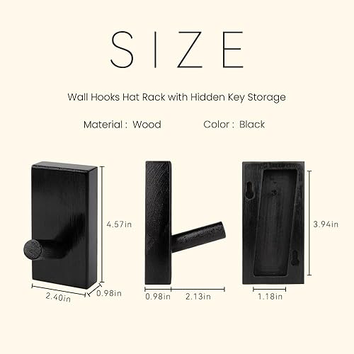 Miniatura 3 de Ganchos de pared para sombreros con almacenamiento oculto para llaves, ganchos decorativos, organizador individual para sombreros, toallero con