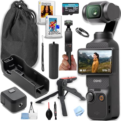 Image of DJI Osmo Pocket 3, Vlogging Camera, 4K/120fps Vlog Camera, 3-Axis Stabilization, Face/Object Tracking, + 64GB Memory,Handle, Grip Software + More (Vlogging Bundle) (Renewed)