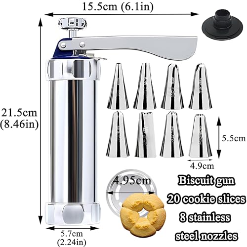 CXAFQ Machine à Biscuits DIY, Presse à Biscuits, Seringue à Biscuits, Comprenant Un Pistolet à Biscuits, 20 Moules, 8 Buses De Montage, Solide Et Durable, Pour Faire Des Fleurs, Aimer Divers Biscuits – vue 7
