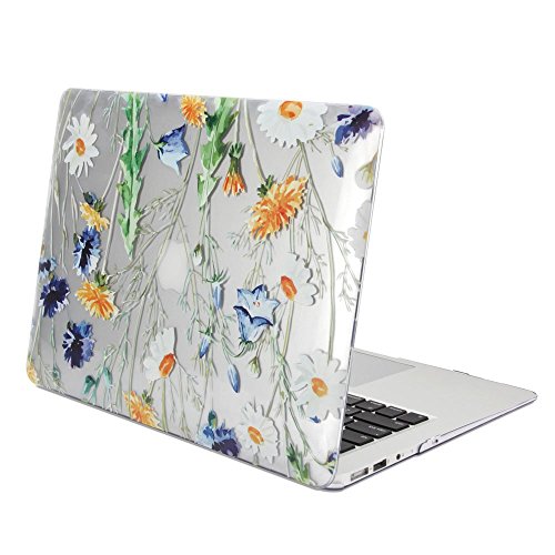 GMYLE Case Compatible with MacBook Air 13 Inch Case A1466 A1369 Old Version 2010 2017, Hard Shell Plastic Clear Crystal Glossy Snap On Cover (Crystal Floral)