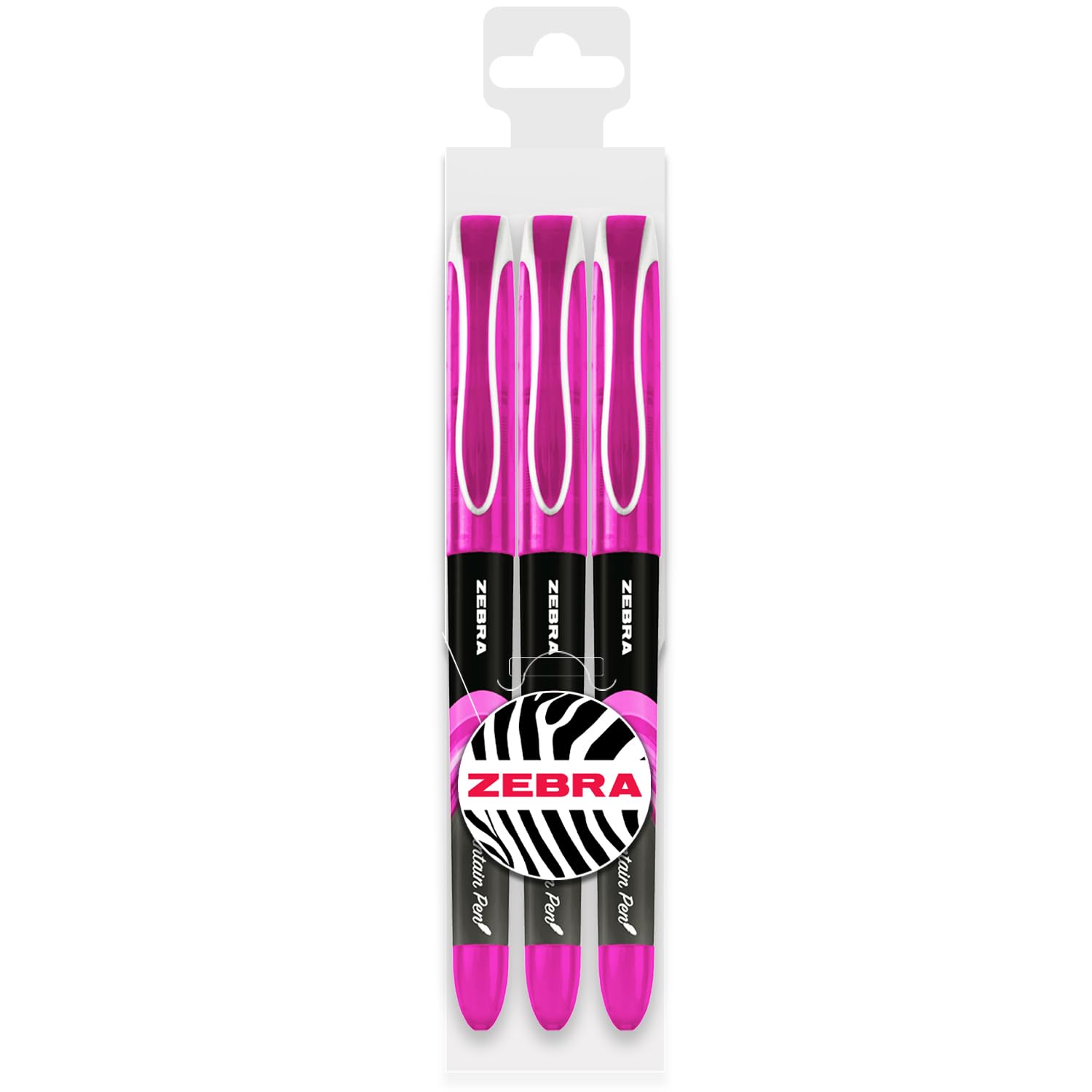 Zebra Fuente - Disposable Fountain Pen - Pink Ink - In Envelope Gift Packaging (Pack of 3)