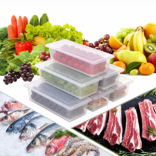 Image of Fridge Organizer with Removable Drain Plate and Secure-Sealing Lids, Fridge Storage Boxes for Fresh Fruits and Vegetables, Food Container Box Set (2)