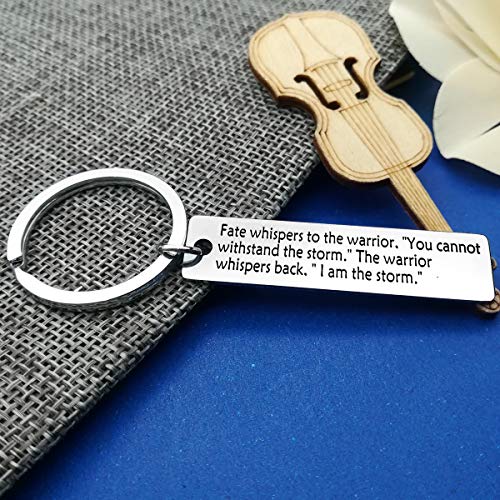 Encouragement Keychain Fate Whispers To The Warrior I Am The Storm Keyring Inspirational Jewelry For Women Men Teen Girl Boys Son Daughter Motivational Awareness Jewelry Birthday Graduation Gift #TOP3