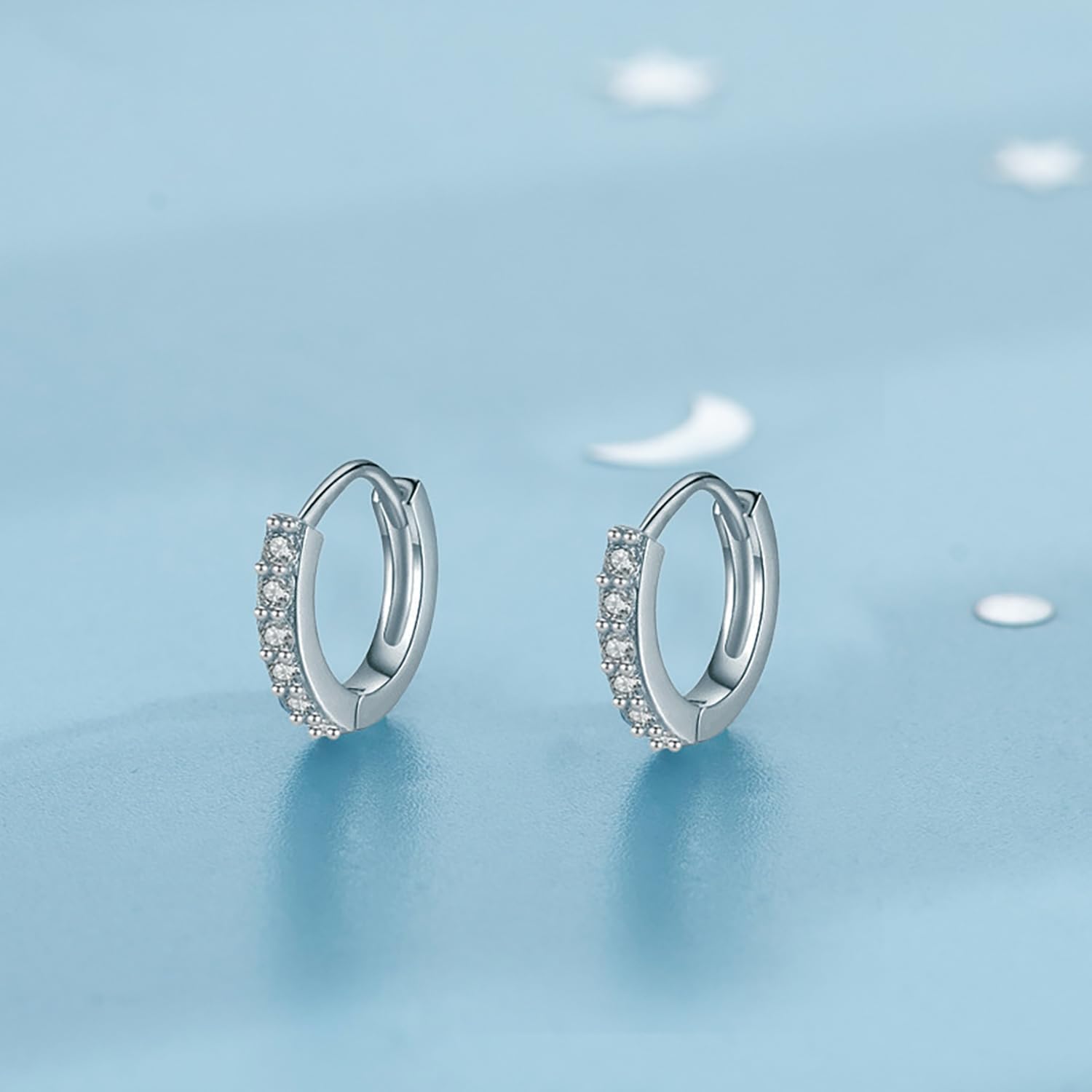 Tiny Small Cubic Zirconia Mini Hoop Earrings Real 925 Sterling Silver for Cartilage Tragus Pierced Sleeper Cuff Women Teen Girls 2nd Hole Round Hinged Huggie Hoops Dainty Fashion Jewelry Gifts Hypoallergenic 6mm/8mm/10mm - Image 5