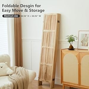 Wood Room Divider 6 Panel 56 FT Tall Room Divider Folding Privacy Screen Partition Divider for Room Separation Freestanding Wooden Room Divider Screen for Home Office Bedroom Natural