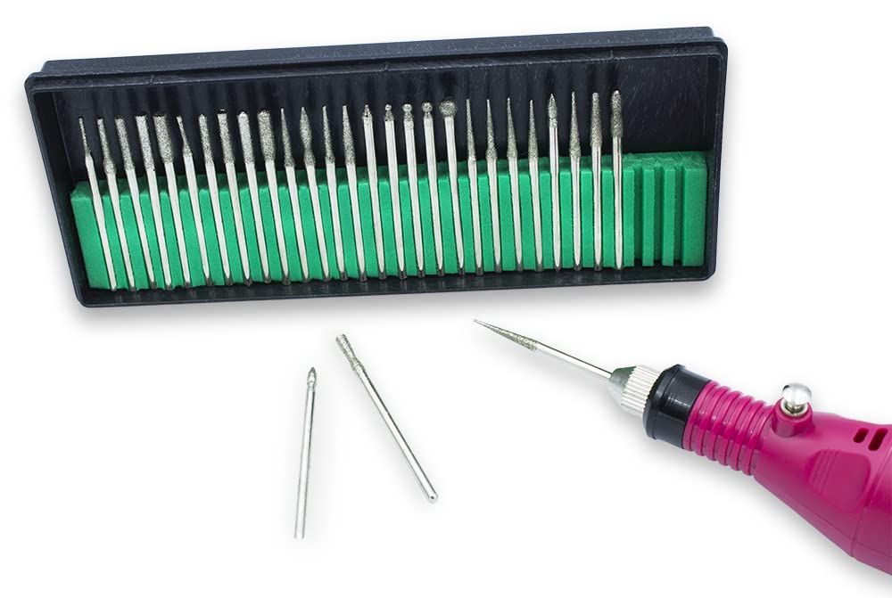 Kit com 30 Brocas Diamantadas para Lixadeira de Unha, Acrigel, Manicure, Arte Sedução