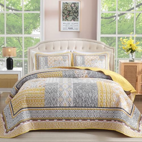 WONGS BEDDING Yellow Quilt Set Queen,Bohemian...
