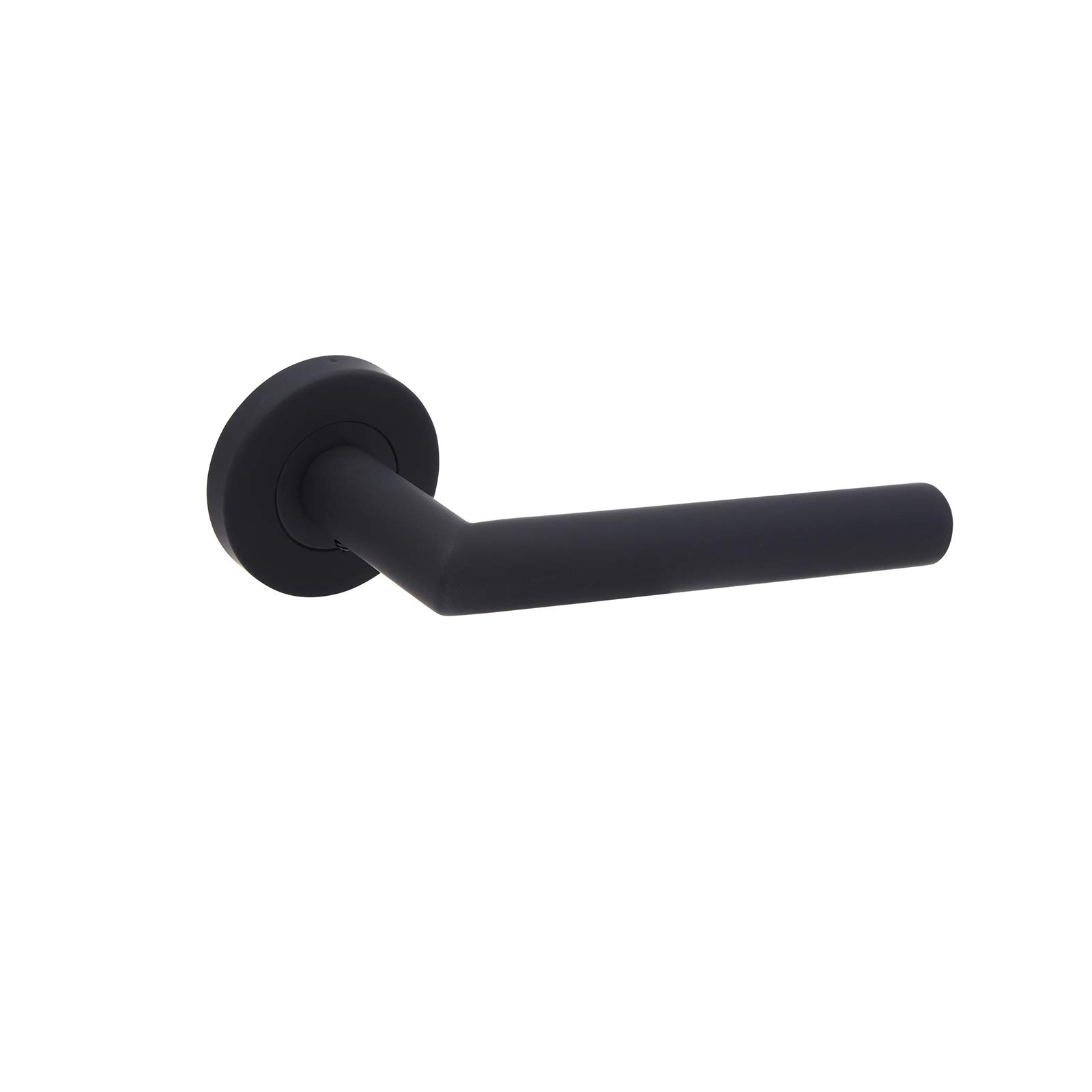 Internal Matte Black Door Handle with Mitred Lever on Sprung Rose
