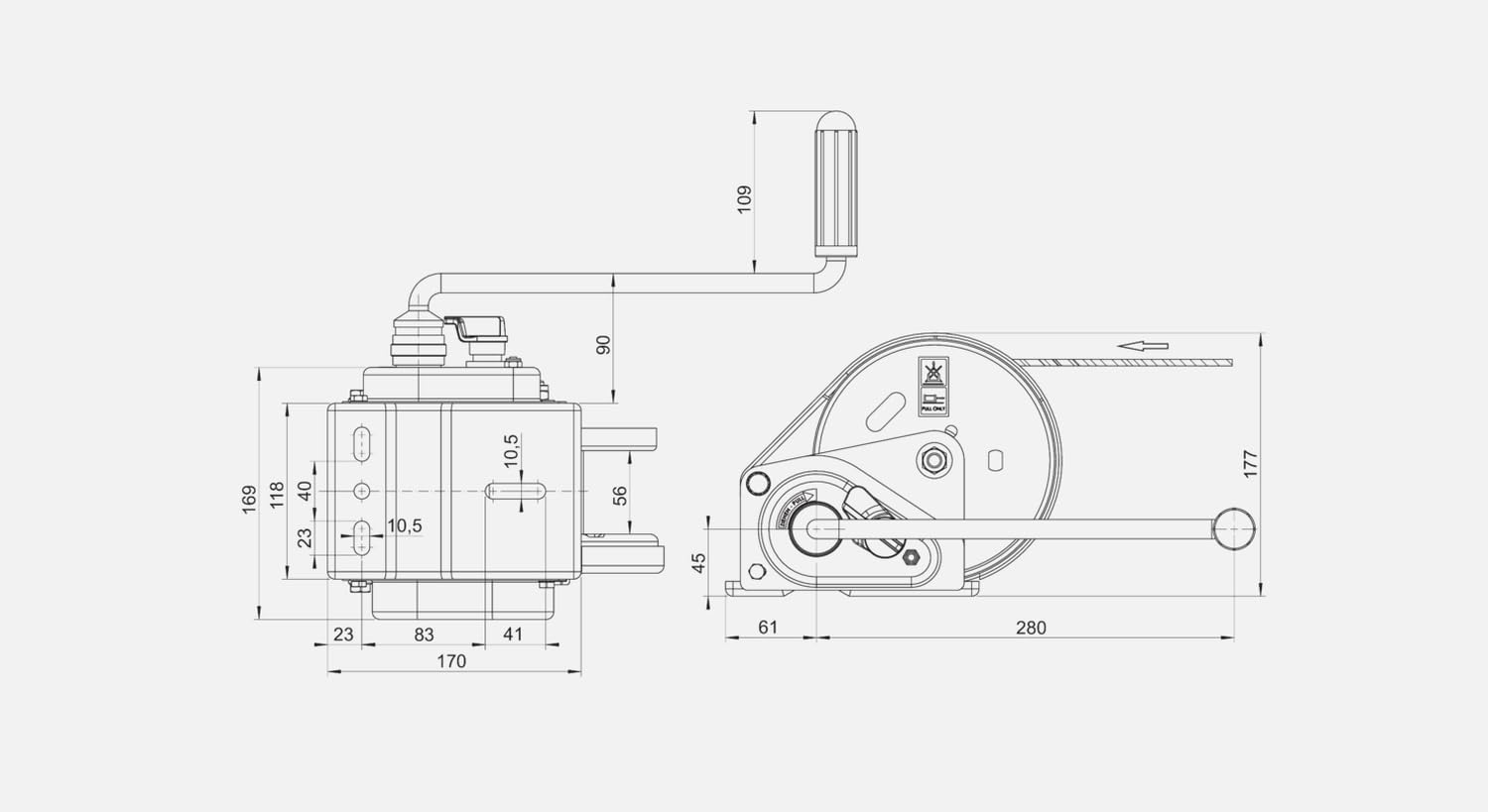 AL-KO- Seilwinde gebremst BASIC • Typ 900 A mit Abrollautomatik • mit 7m Band zum Schleppen bis 900kg | 1225303, Sperrklinkenwinde