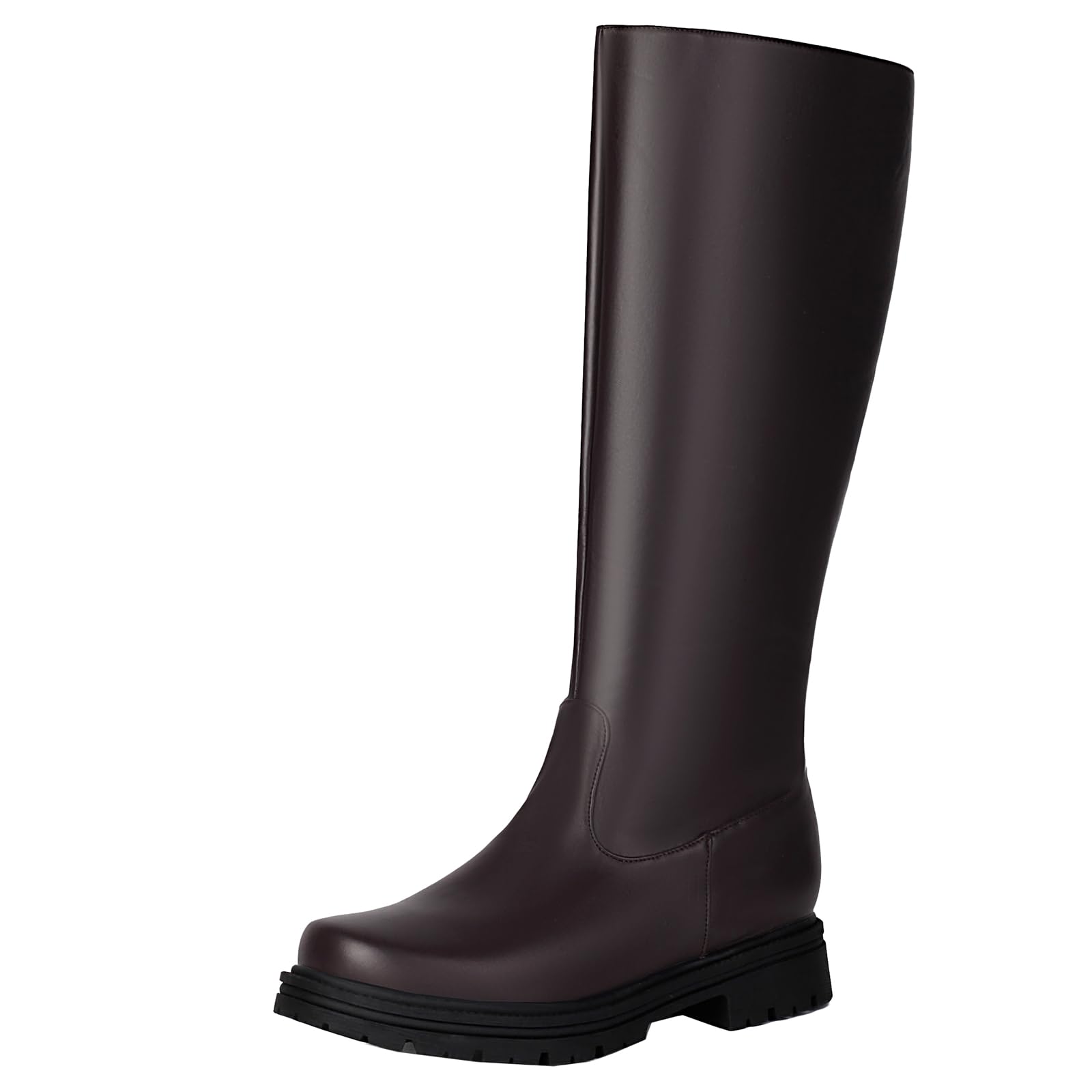 Womens Elegant Comfortable Low Block Heel Knee High Boots Round Toe Zipper Biker Boots for Casual Outfits