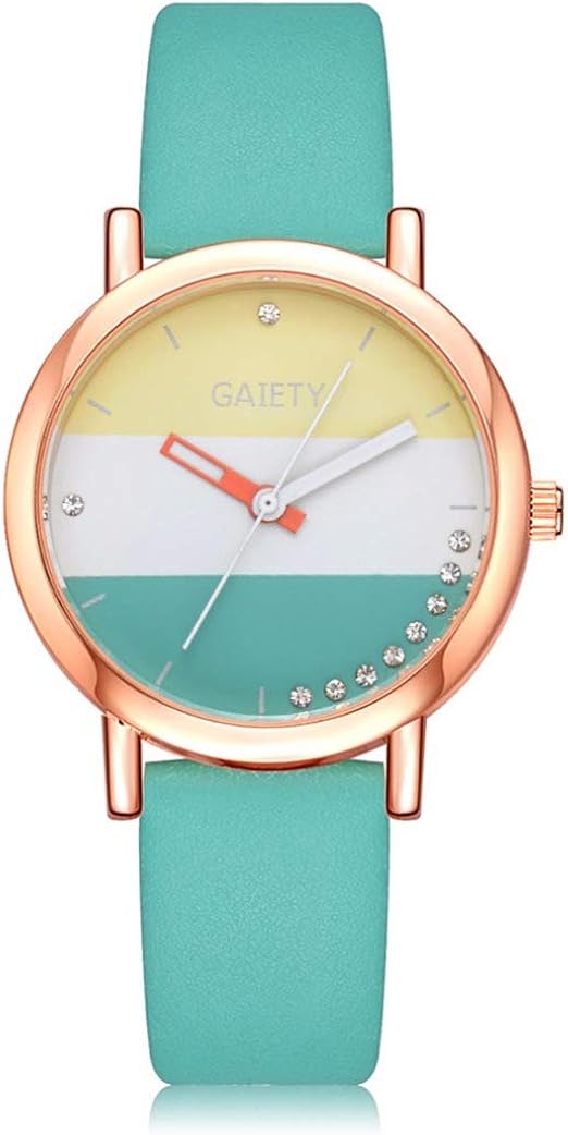 SSITG Orologio da polso da donna con quadrante colorato e cinturino in  pelle, al quarzo, da donna : Amazon.it: Orologi