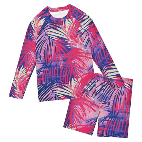 Traje de baño de dos piezas infantil con manga larga protectora y protección UV solar