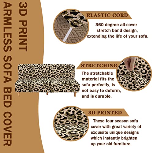 Armless Sofa Bed Cover 3D Plaid Printed,Non Slip Washable Stretch Futon Slipcover Protector For 2 Seater/3 Seater Folding Sofa Bed Without Armrests(Houndstooth,S:120-150Cm) #TOP4