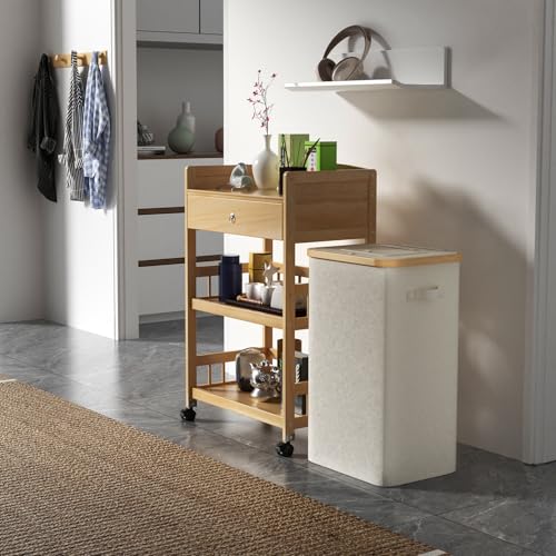 Support pour sac poubelle jaune 100L blanc avec couvercle stable - 7