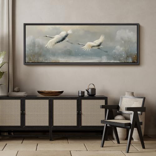 Image of MUDECOR Large Framed Canvas Print Wall Art Red Crane for Living Room