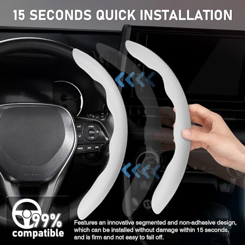 Image of Cartist Steering Wheel Cover, Carbon Fiber Steering Wheel Cover for Men /Women, Anti-Slip, Durable, Universal for 99% Car Interior Accessories (White)