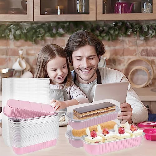 Set di 150 mini teglie per pagnotta con coperchi e cucchiai, in alluminio da 200 ml, riutilizzabili, antiaderenti, contenitori portatili per pane, cupcake, per la cucina domestica - immagine 3