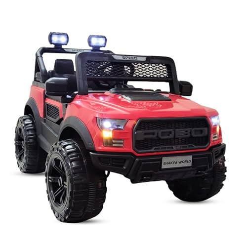 SHAKYA WORLD Pobo Battery Operated Jeep for Kids Ride on Toy Car With Music & Light Electric Battery Car to Drive || Red Color SHAKYA WORLD Pobo Battery Operated Jeep for Kids Ride on Toy Car With Music & Light Electric Battery Car to Drive || Red Color