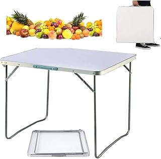 YouseaHome 2.6ft Folding Camping Picnic Table Portable Dining Camping Party Kitchen BBQ Table,for Picnic Table, Garden Party,Garden Outdoor,with Carrying Handle,White 80x60x69cm