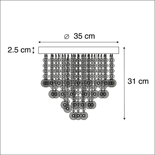 Qazqa Lampada A Soffitto Medusa Art Déco 7 Luci Oro/Ottone Con Perle Di Vetro - Diametro 35 Cm