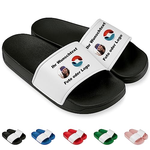 Preisvergleich Produktbild Deqosy Personalisierte Badelatschen Bedrucken Lassen, Badeschlappen, Badeschuhe mit eigenem Bild, Logo oder individuellem Text