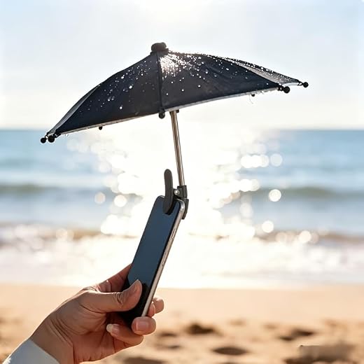 1Pc Black Clip-On Phone Sun Shade Umbrella, Anti-Glare Heat Cover