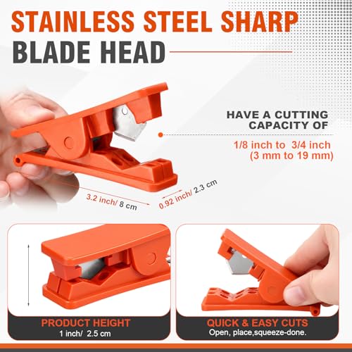 Image of Mudder 9 Pieces PTFE Plastic Tubing Cutter Hose Tube Cutter Pipe Accurate Tube Cutting Tool for Nylon PVC PU Tubing and Hose Cut up to 3 /4 Inch OD (Red)