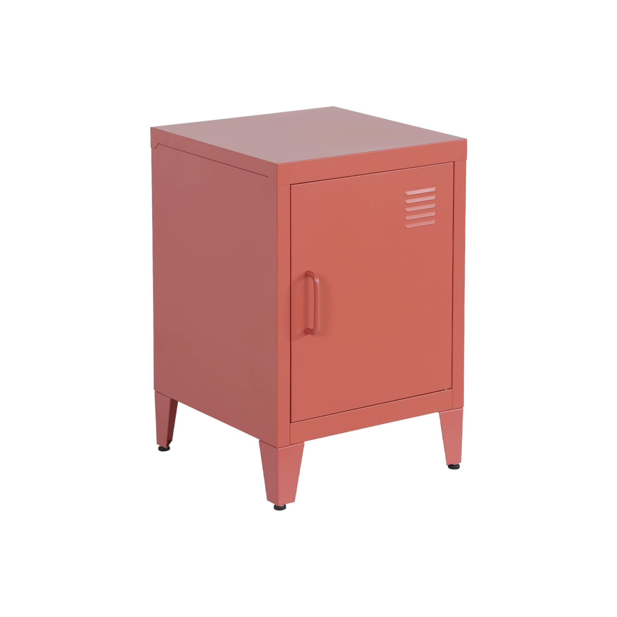 sweeek - Table de Chevet en Acier Terracotta. 1 Porte. casier. Chambre Enfant
