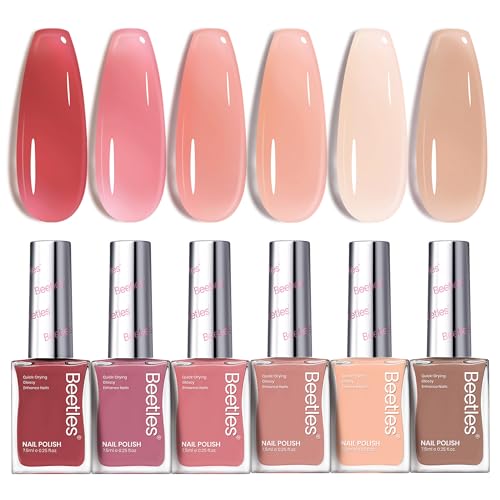 Gelab cosmetics LLC Beetles Pink Nail Polish Set - Love in Echo 6 Colors Quick Dry Spring Nail Polish Set 7.5ml/0.25 Fl Oz, Salon Long Lasting DIY Pastel Nails Art Spring Nails