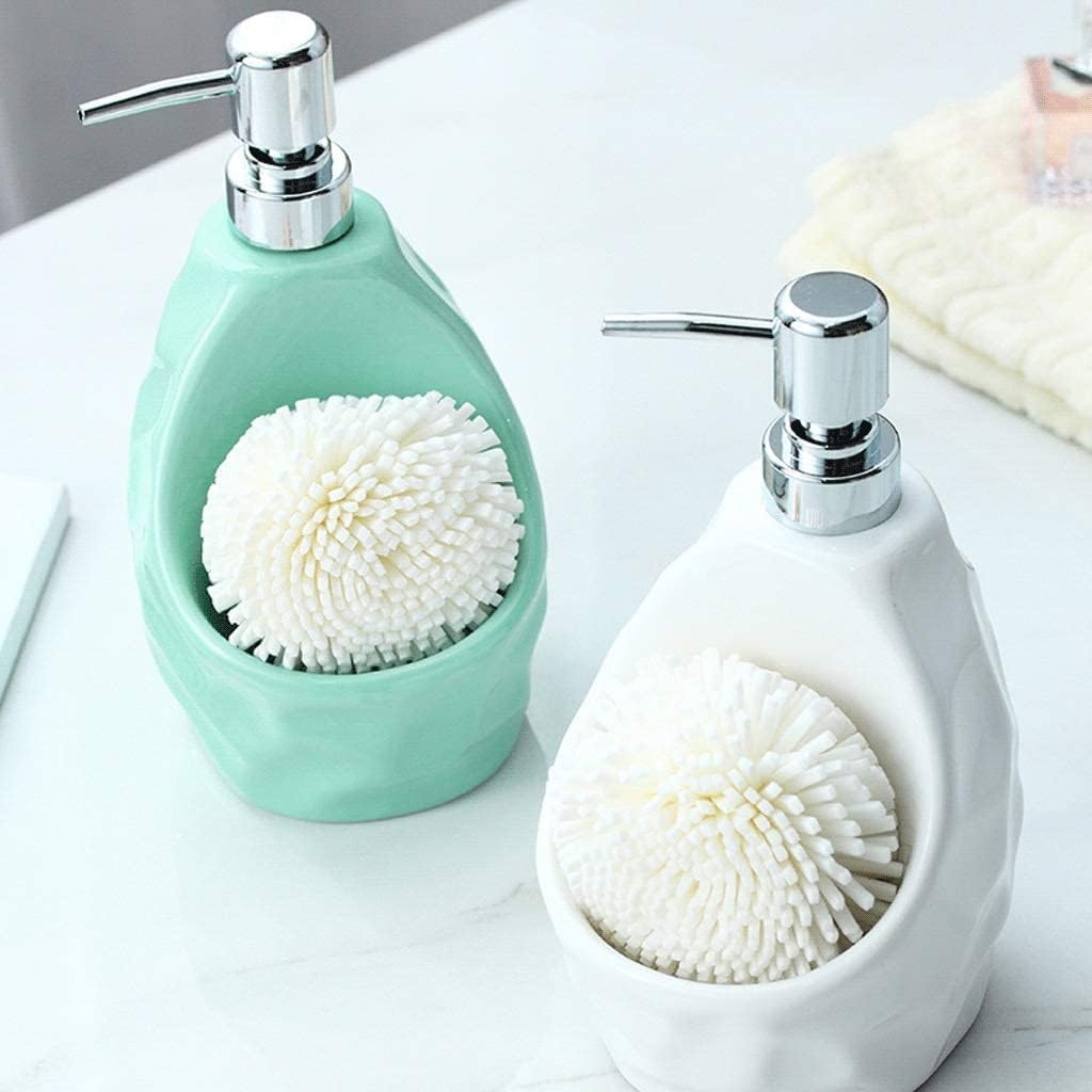 Refillable Soap Dispenser 21.9oz Ceramic Soap Dispenser with Sponge Holder High Capacity Lotion Dispensers Hand Press Type Lotion Bottle for Lotion Shampoo for Kitchen Bathroom
