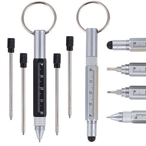 Shulaner 6 in 1 Small Metal Tech Tool Ballpoint Pens with Key Ring