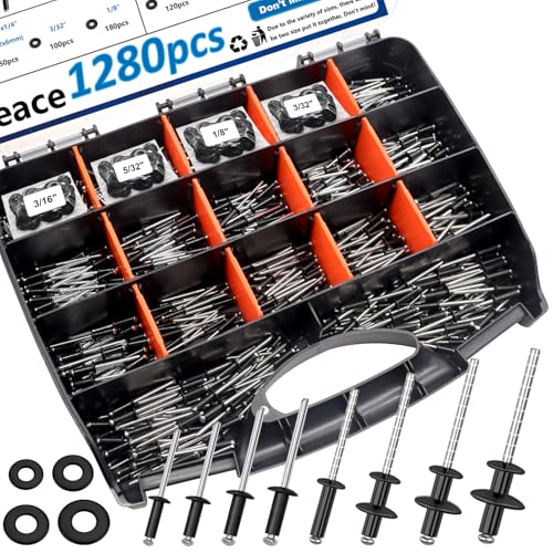 Stainless Steel and Aluminum Rivet Kit with Washers, 14-size