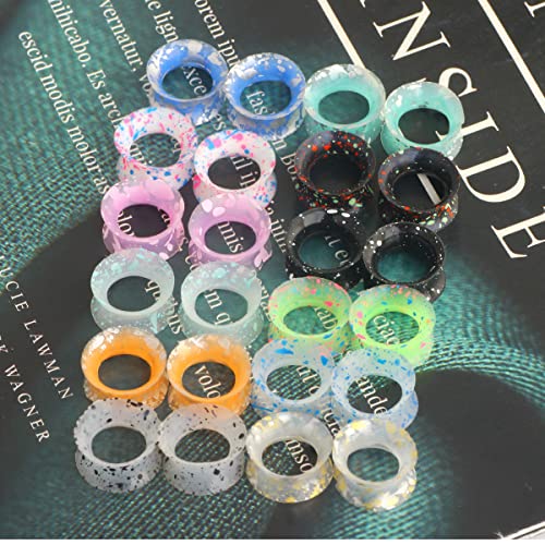 Suotarn 24pcs Ultra Thin Silicone Ear Gauges Skin Flexible Flesh Earrings Tunnel Expander Stretching Gauge Earlets Plug Kit 6G-25mm (Style2: 12mm=1/2'')