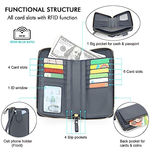 Image of Peacocktion RFID Crossbody Wallet Purse for Women Small Travel Cell Phone Purses Trendy Vegan Leather Bags with Card Slots