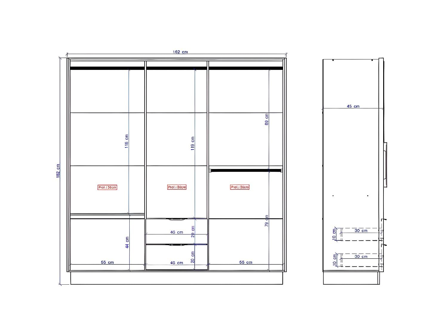 Vente-unique - Armoire 6 Portes et 2 tiroirs - L162 cm - Coloris : Naturel - FEOVA