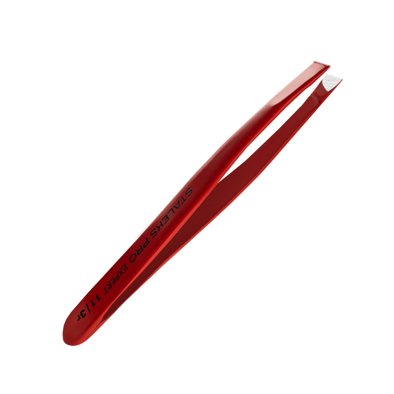 Staleks Pro Expert 11 Type 3 Eyebrow Tweezers (Wide-Slanted Edges) (red)