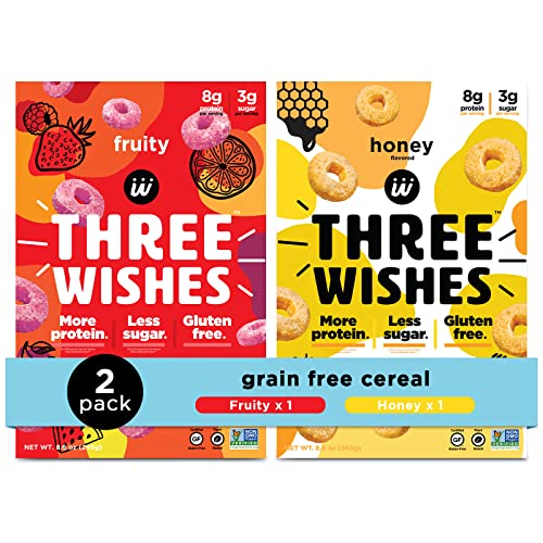 B07Y5J6YFT Honey B08M1YJ8SY Fruity Title: Plant-Based And Vegan Breakfast Creal Bundle by Three Wishes - Honey, 1 Pack and Fruity, 1 Pack