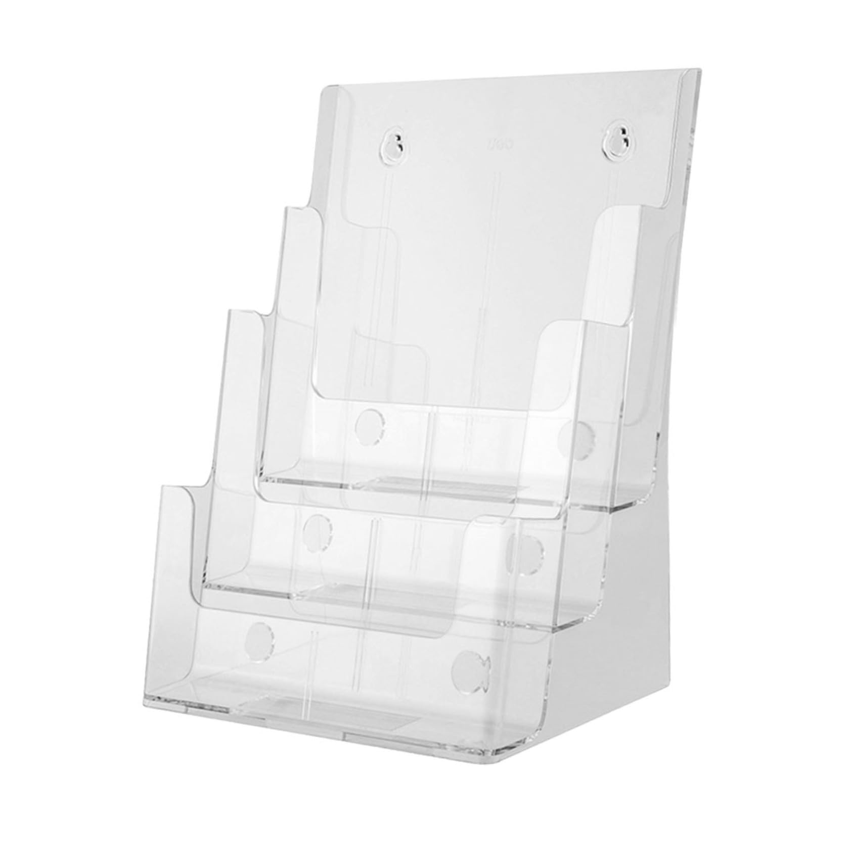 HOMSFOU Porta Brochure e Porta Riviste a Tre Strati in Acrilico Trasparente, Organizzatore da Scrivania per Ufficio Scaffale Portaoggetti, Supporto per Archiviazione Documenti e Forniture