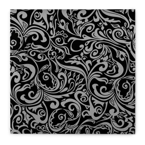 Mank Airlaid Servietten 40x40 cm 1/4-Falz schwarz silber Motiv Lias hochwertige schwarze Servietten für Feste wie Hochzeit und Gastronomie, auch für Trauerfeier geeignet