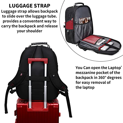 Shrradoo Extra Large 52L Travel Laptop Backpack With Usb Charging Port Fit 17 Inch Laptops For Men Women (Red) #TOP3