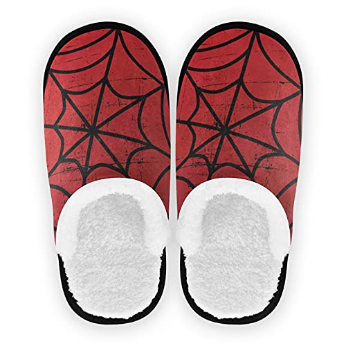 Dussdil Black Spider Web House Slippers Home Spa Slippers Memory Foam Closed Toe Slipper Non Slip for Hotel Bedroom Travel Shoes Women Men M