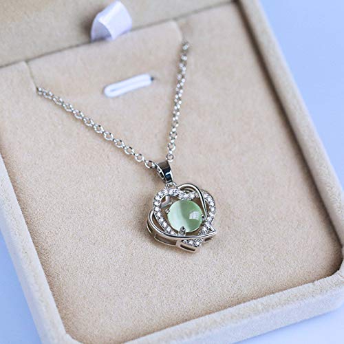 ACCTSY Moonstone Necklaces & Pendant for Women Girl Fashion Long Chain Heart Necklaces Cubic Zirconia Jewelry Gift 43014