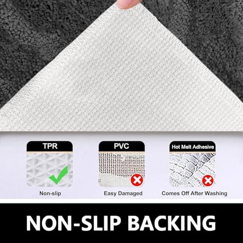 Image of Luxe Home Super Soft Microfiber Bath Mats Non-Slip TPR Backing Scotland Diamond Water Soak Bathroom Mat & Door Mats for Home Combo (38x58 cm) - Silver