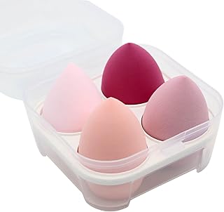 4Pcs Makeup Sponge Set, Foundation Blending Beauty Sponge, Wet and Dry Makeup Eggs for Liquid, Cream, and Powder, Multi-color Beauty Blending Sponges (Pink Series)
