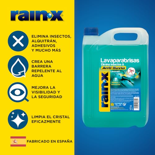Rain-X Líquido Limpiaparabrisas Coche Anti Mosquitos - Repele la Lluvia -5L - Imagen 4