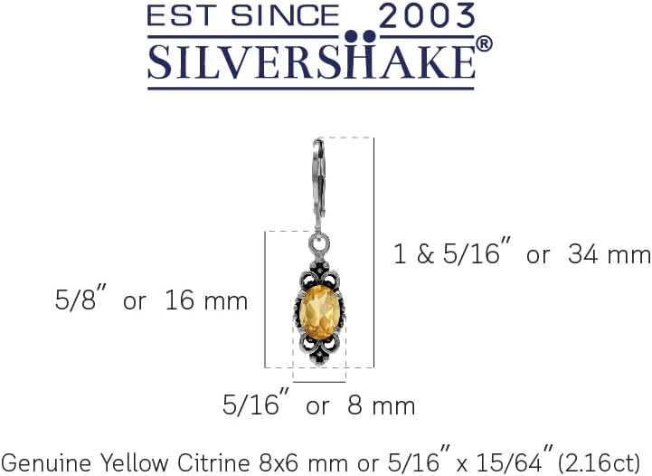Silvershake 8X6mm Oval Shape Birthstone Gemstone Antique Finishing or Yellow Gold Plated 925 Sterling Silver Balinese Style Leverback Dangle Earrings Jewelry for Women - Image 2